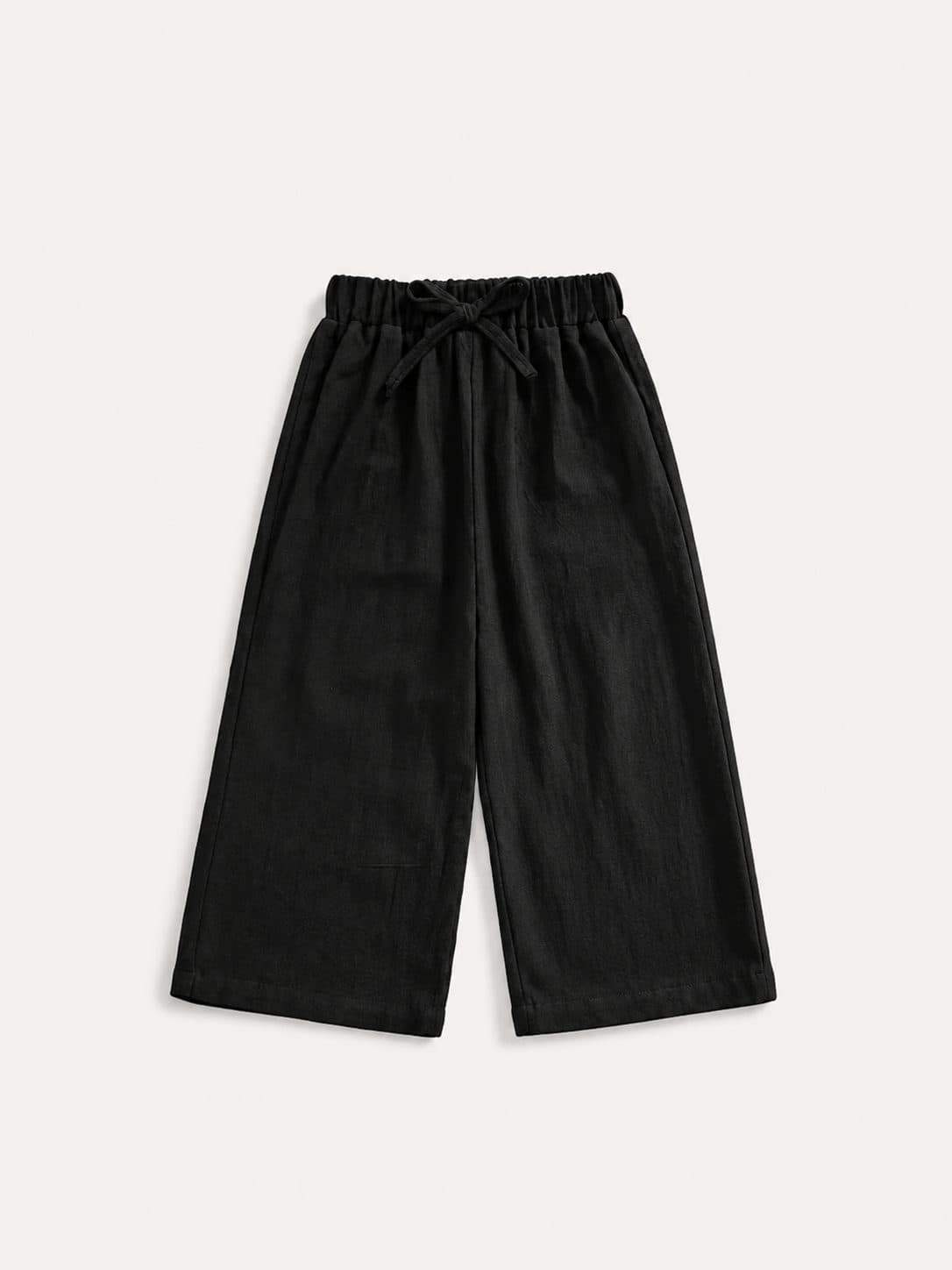 PANTALÓN NEGRO ANCHO CON CORDÓN — pantalón para niña