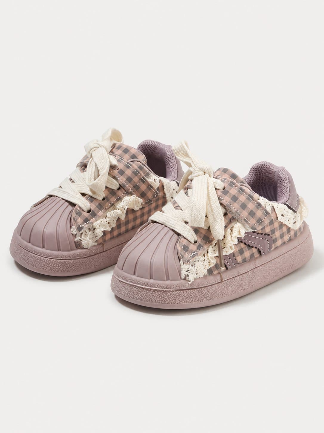 ZAPATILLAS A CUADROS ROSA CON PASADORES — zapatos para niña
