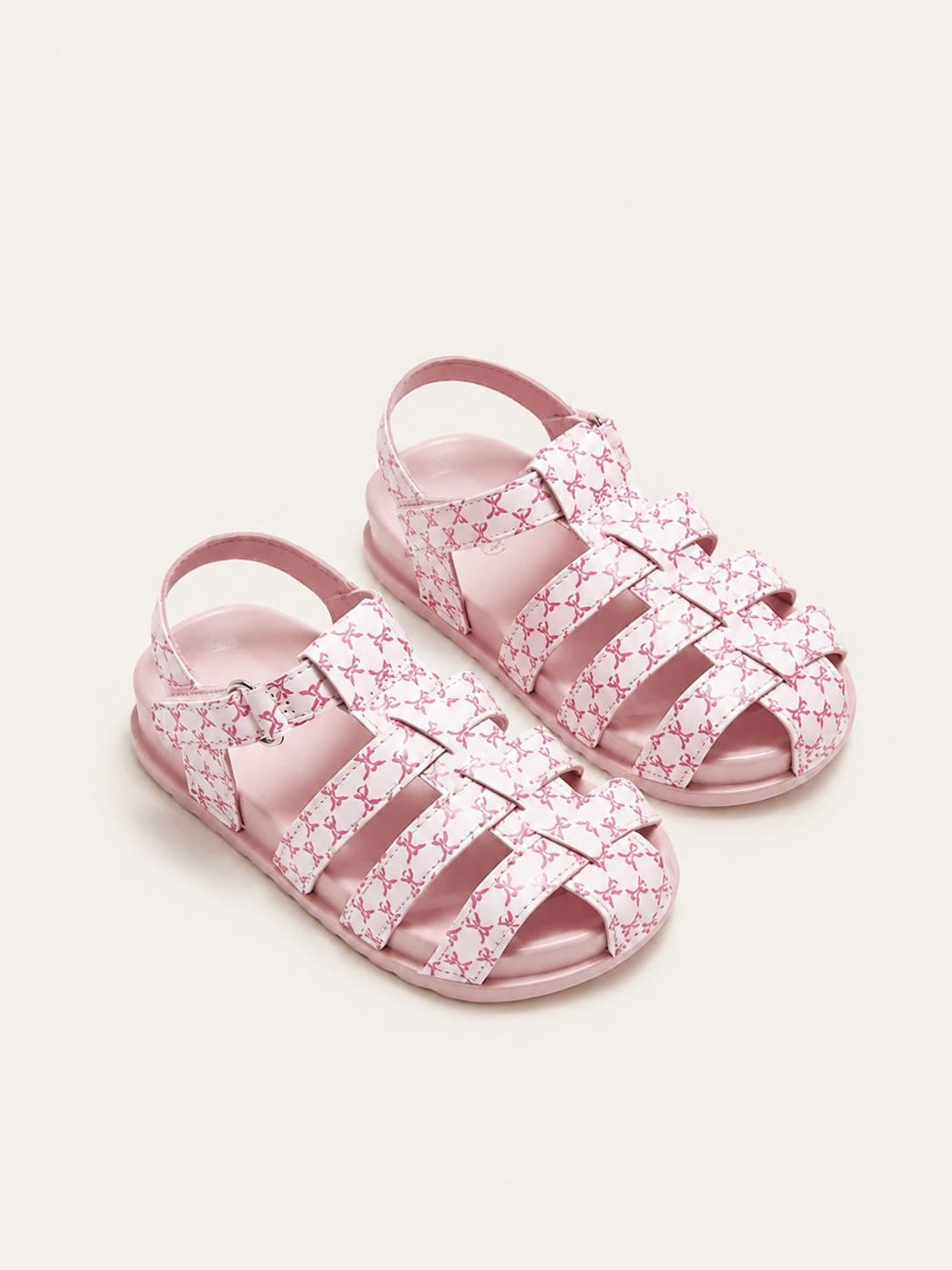 SANDALIAS ROSADAS CON ESTAMPADO DE FLORES — zapatos para niña