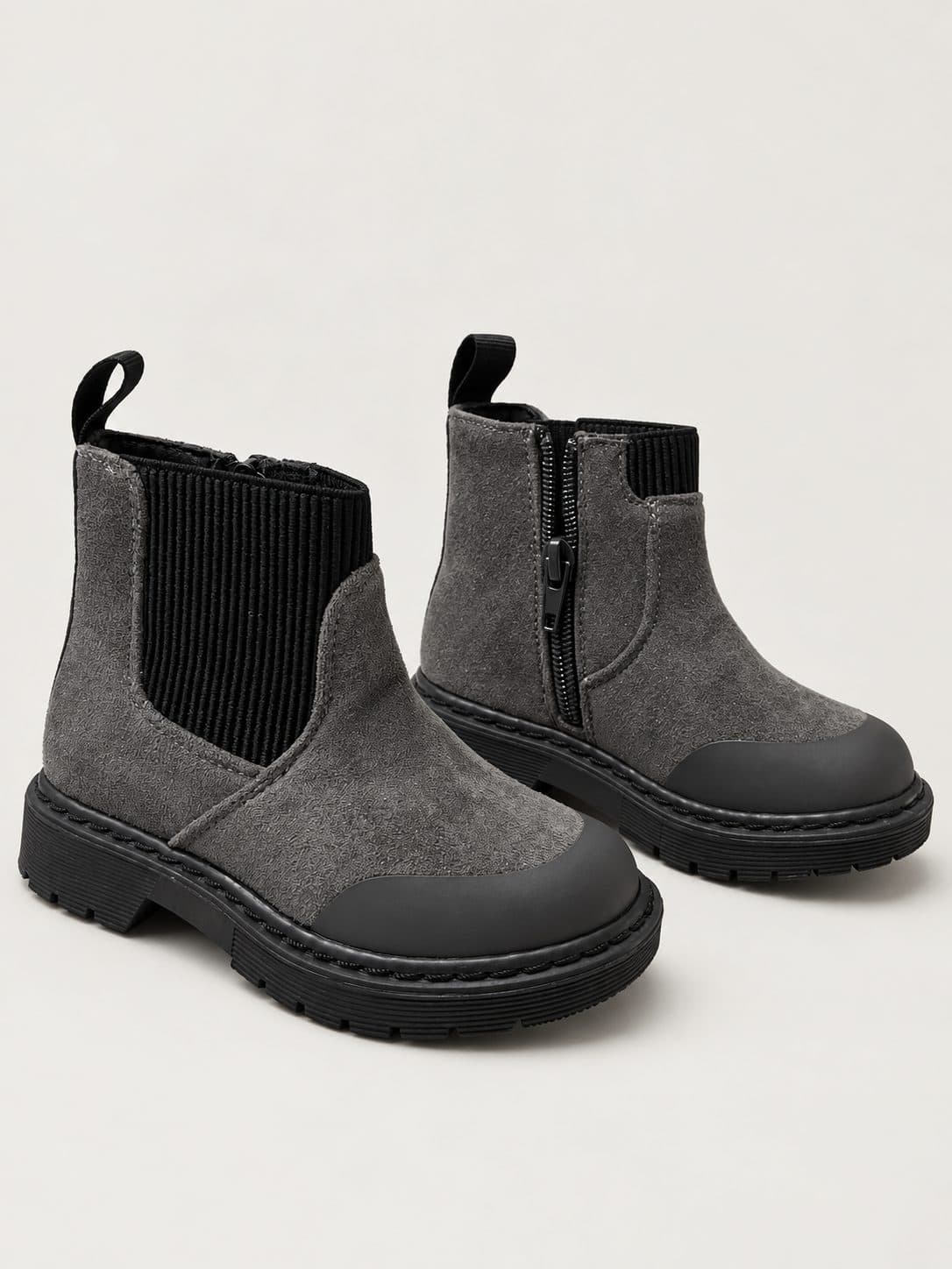 BOTINES CHELSEA GRISES CON CIERRE — zapatos para niña