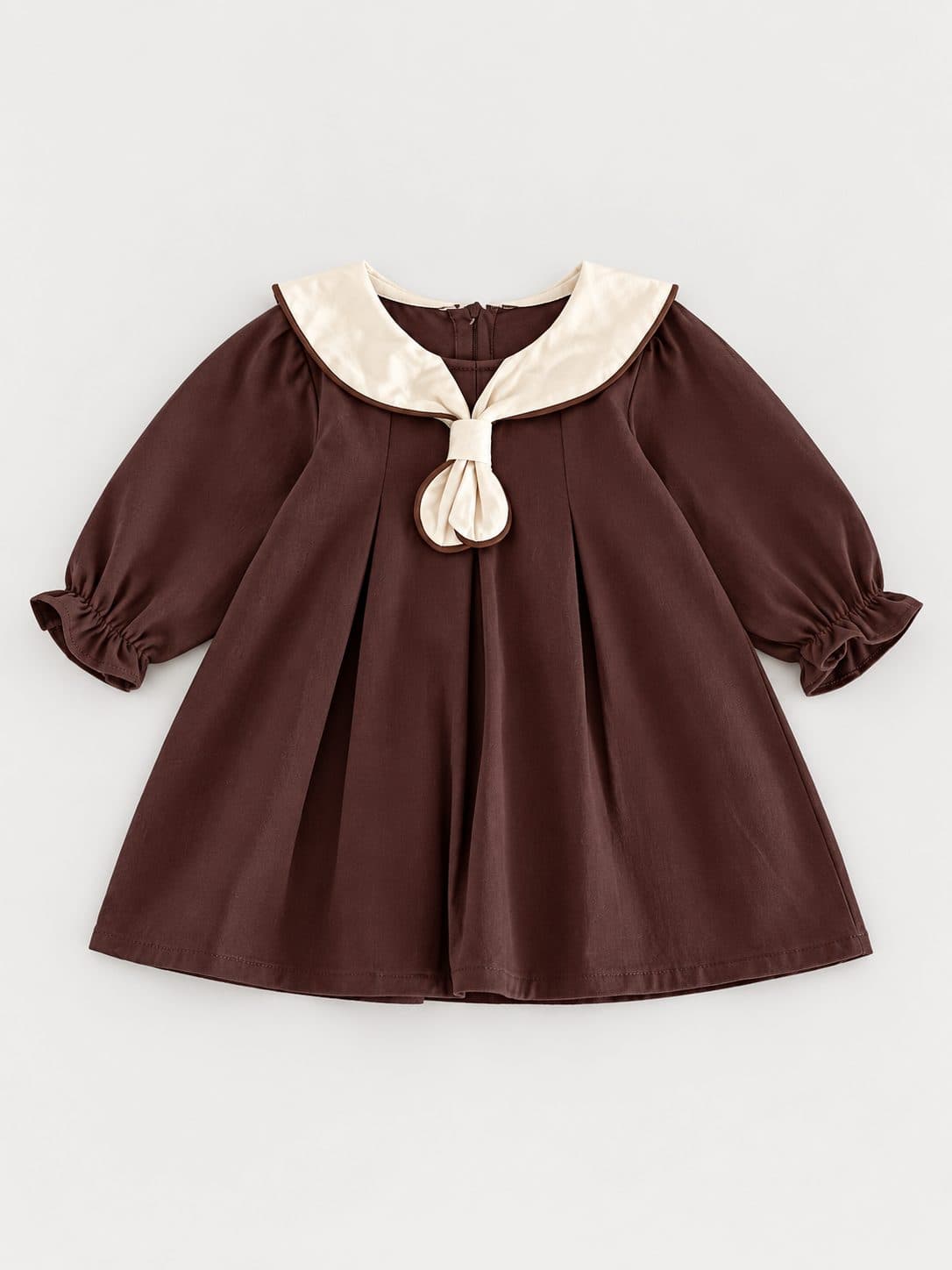 VESTIDO MARRÓN DE MANGA LARGA — vestido para niña
