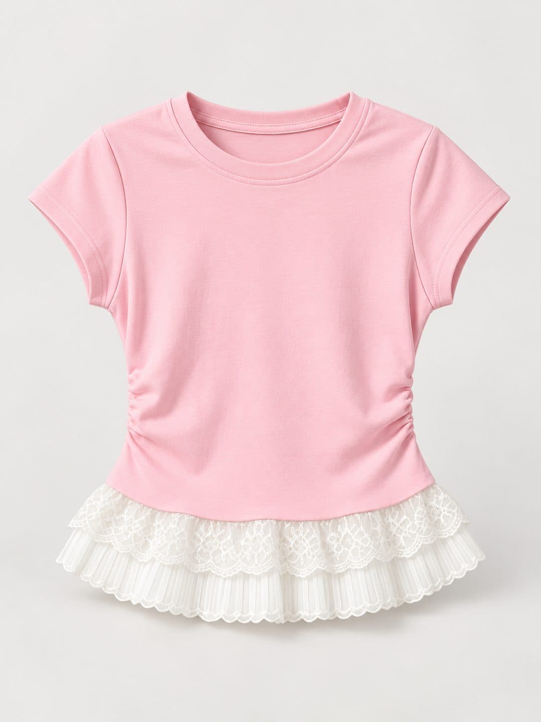 POLO ROSADO CON BOBOS BLANCOS — polo para niña