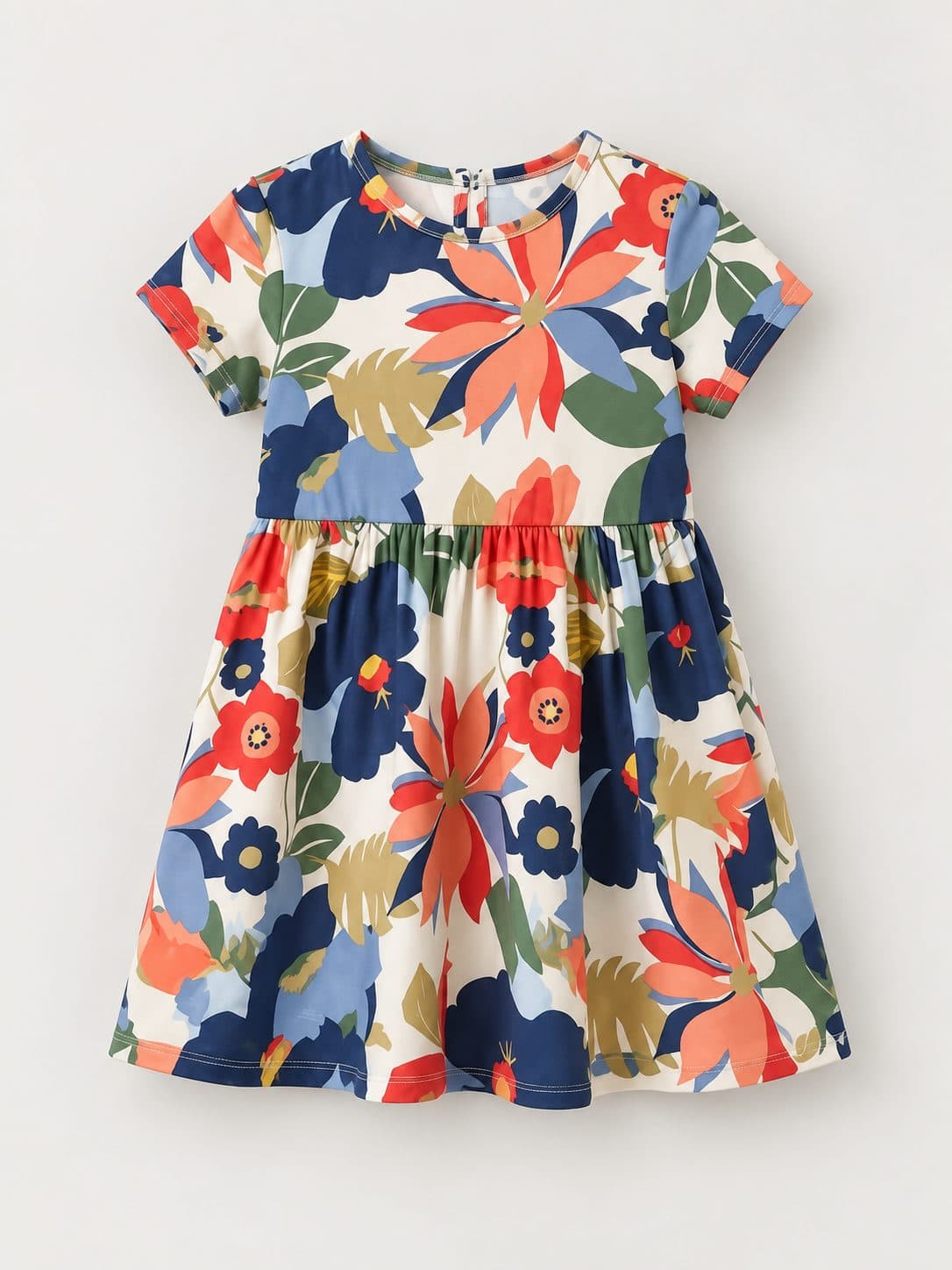 BLUSA ESTILO VESTIDO FLORAL MULTICOLOR DE MANGA CORTA — vestido para niña