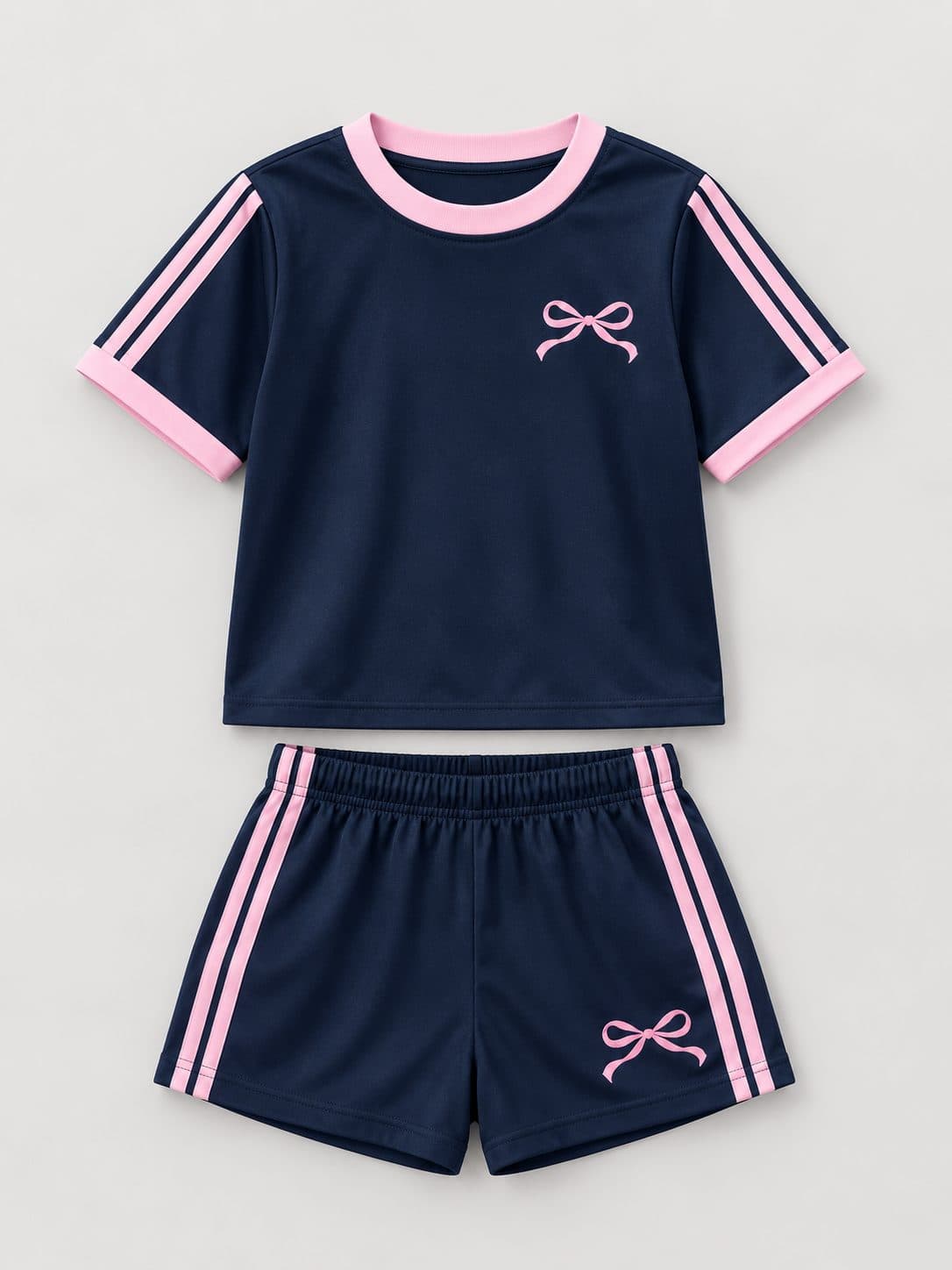 CONJUNTO DEPORTIVO AZUL MARINO Y ROSADO — conjunto para niña