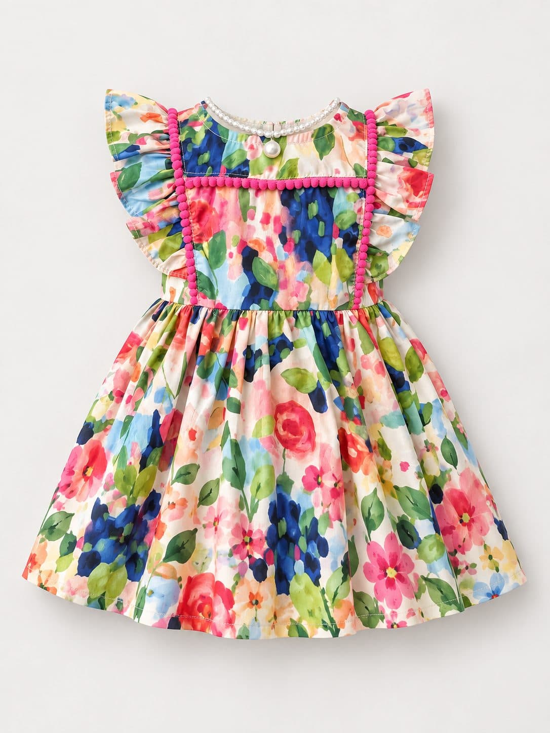 VESTIDO FLORAL MULTICOLOR CON TIRANTES — vestido para niña