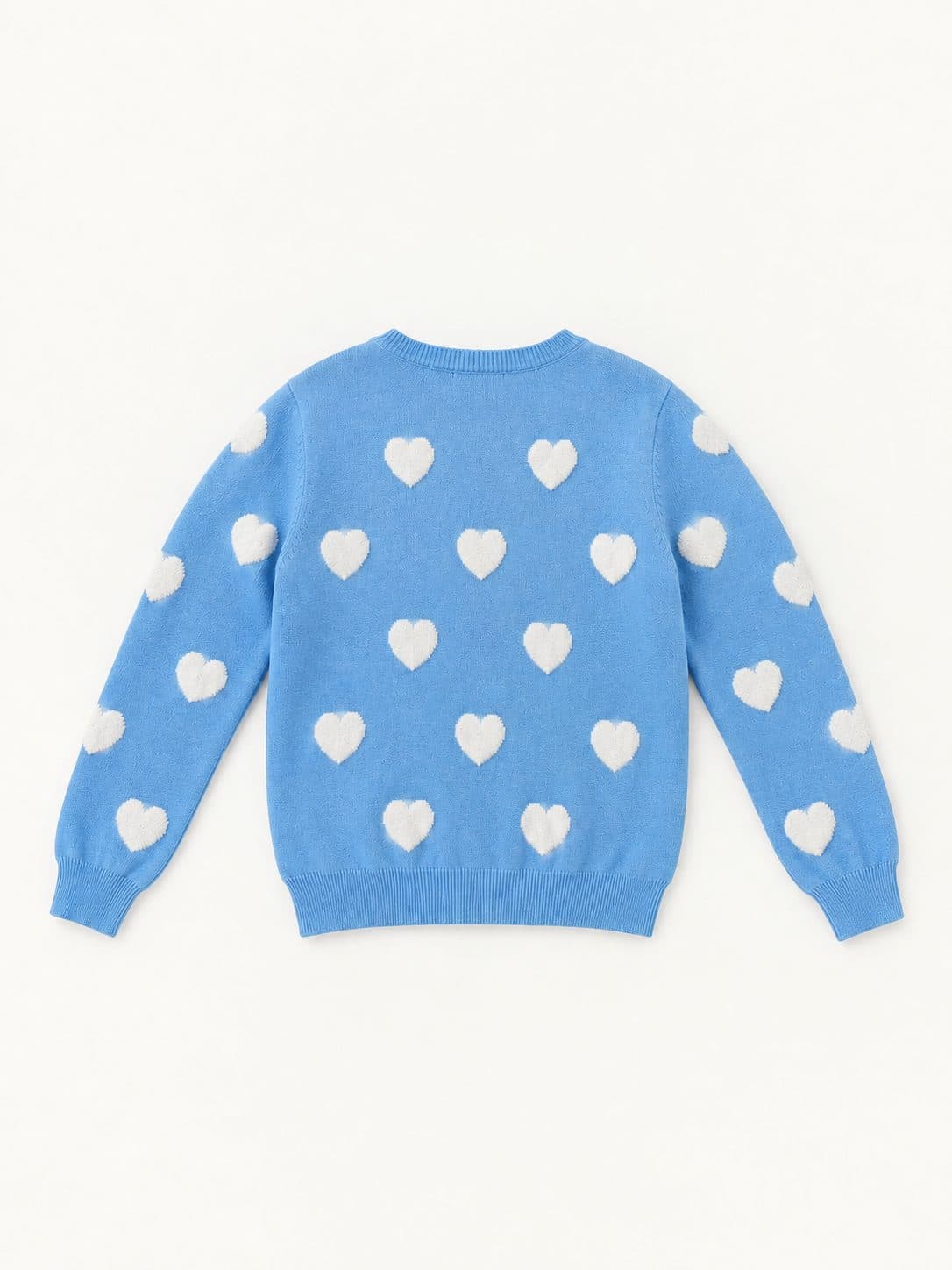 CHOMPA CELESTE CON CORAZONES BLANCOS — casaca para niña